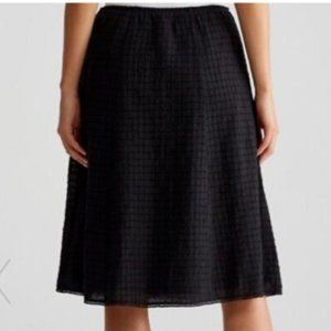Eileen Fisher Organic Cotton Voile Box Black Knee Length Full Skirt - XL